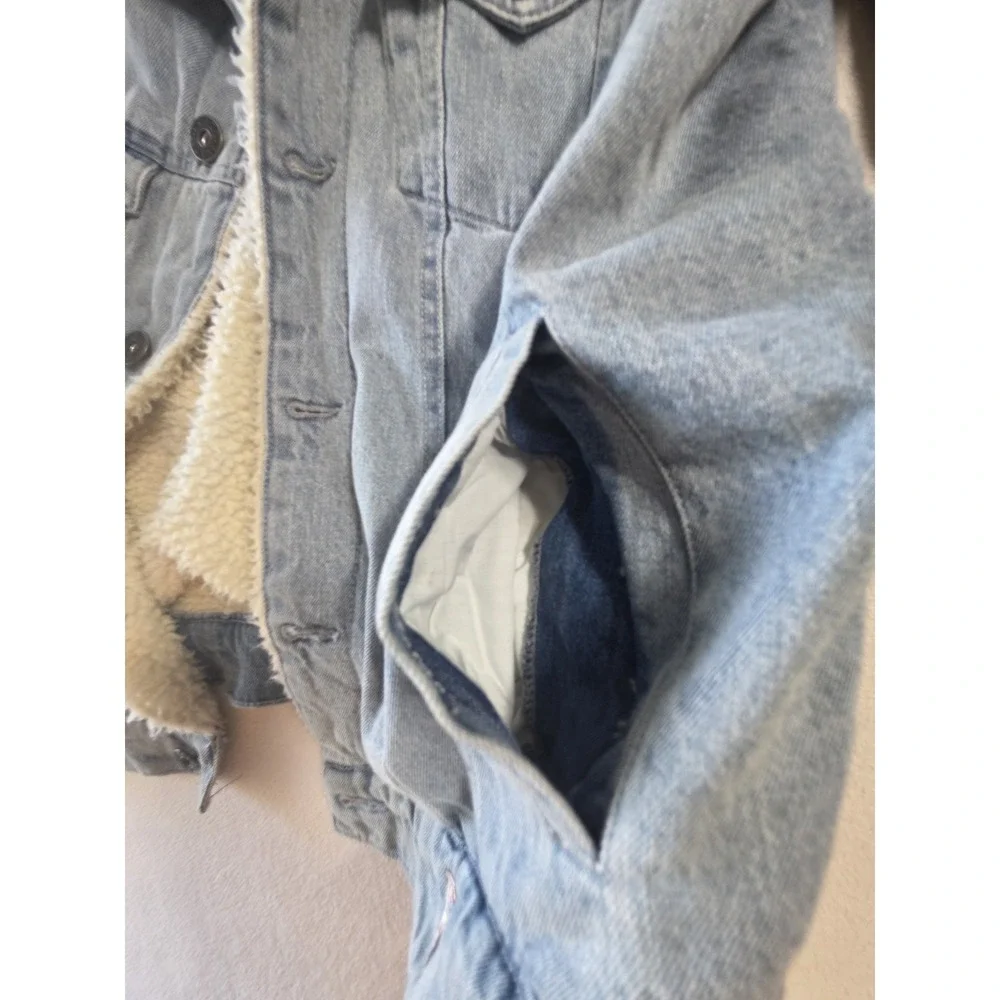 Size S- Guess Jean Light Blue White Fur Jacket